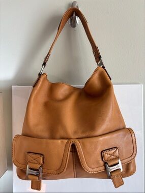 Michael Kors Cognac Pebbled Leather Shoulder Bag